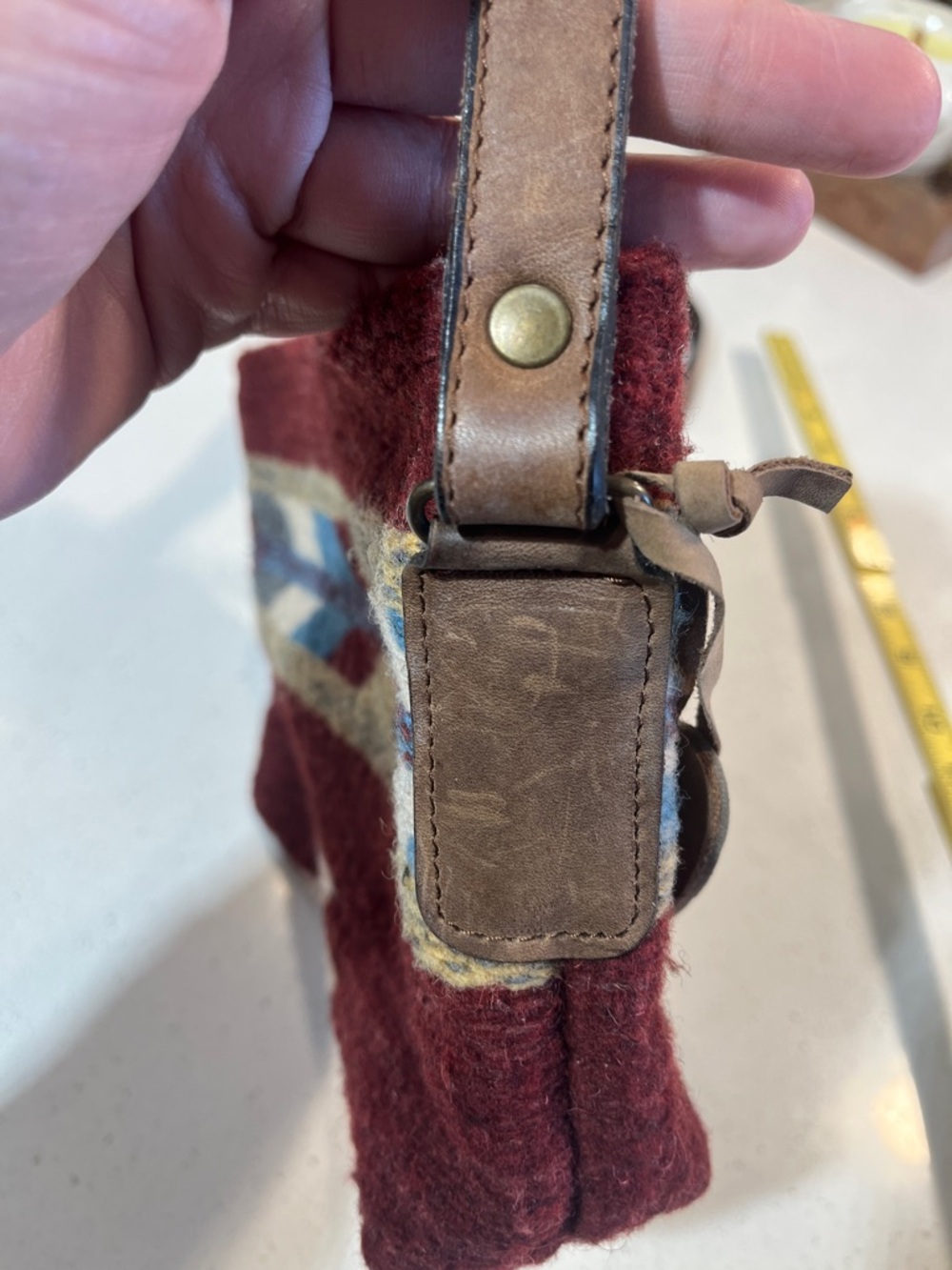 MZ Made Handwoven Zapotec Wool Crossbody Bag - Aztec Pattern - Picture 3 of 16